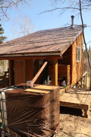 Gouttière et cuve temporaire
